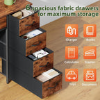 Gaming Desk with 6 Fabric Drawers Monitor Stand