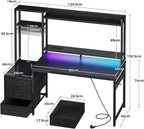 Gaming Desk with Drawers Display Shelves 138x48CM