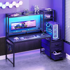 Gaming Desk with Drawers Display Shelves 138x48CM
