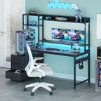 Gaming Desk with Drawers Display Shelves 138x48CM