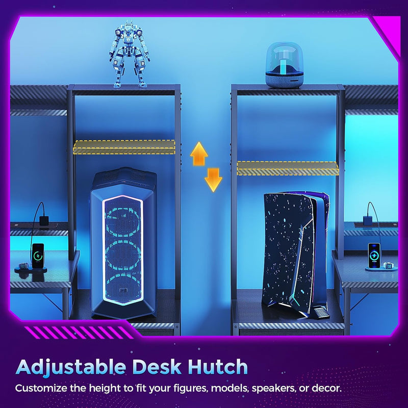 Gaming Desk with Drawers Display Shelves 138x48CM