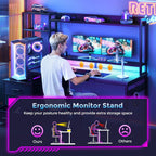 Gaming Desk with Drawers Display Shelves 138x48CM