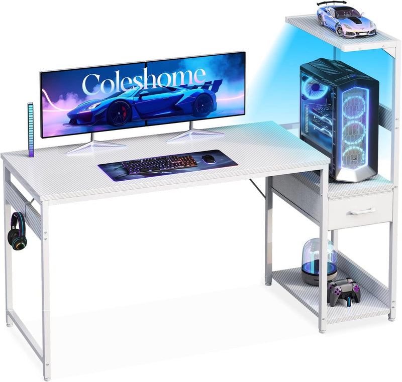 Gaming Desk with LED Carbon Fibre