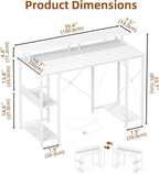 Gaming Desk with LED Light Power Outlets 100