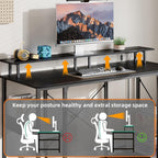 Gaming Desk with LED Light Power Outlets 100