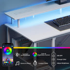 Gaming Desk with LED Light Power Outlets 100