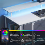 Gaming Desk with LED Light Power Outlets 100