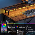 Gaming Desk with LED Light Power Outlets 100