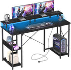 Gaming Desk with LED Light Power Outlets 100