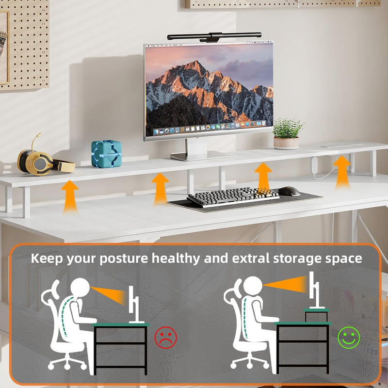 Gaming Desk with LED Light Power Outlets 100