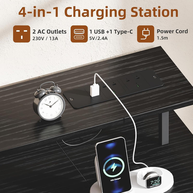 Gaming Desk with LED Light Power Outlets 100