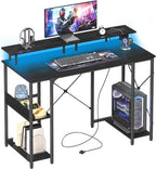 Gaming Desk with LED Light Power Outlets 100