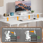 Gaming Desk with LED Light Power Outlets 100