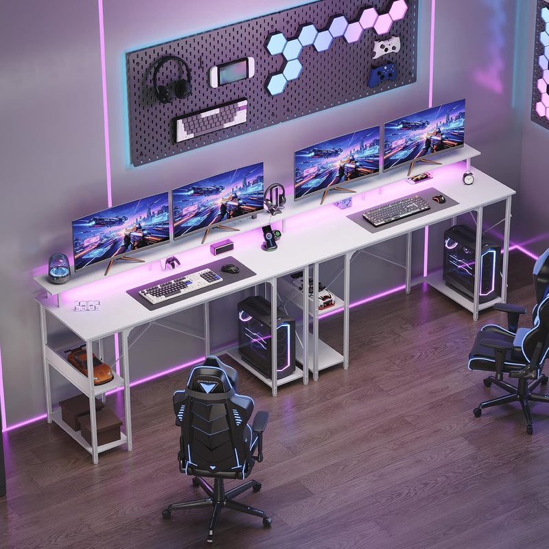 Gaming Desk with LED Light Power Outlets 100