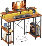 Gaming Desk with LED Light Power Outlets 100