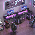 Gaming Desk with LED Light Power Outlets 100