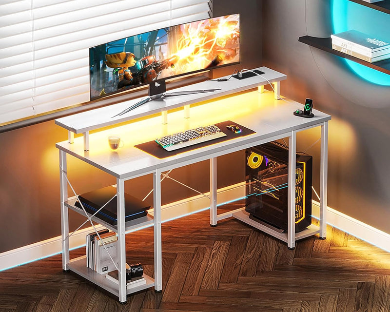 Gaming Desk with LED Lights 120x50CM Carbon