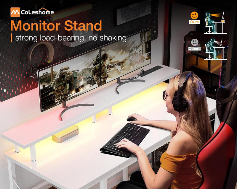 Gaming Desk with LED Lights 120x50CM Carbon