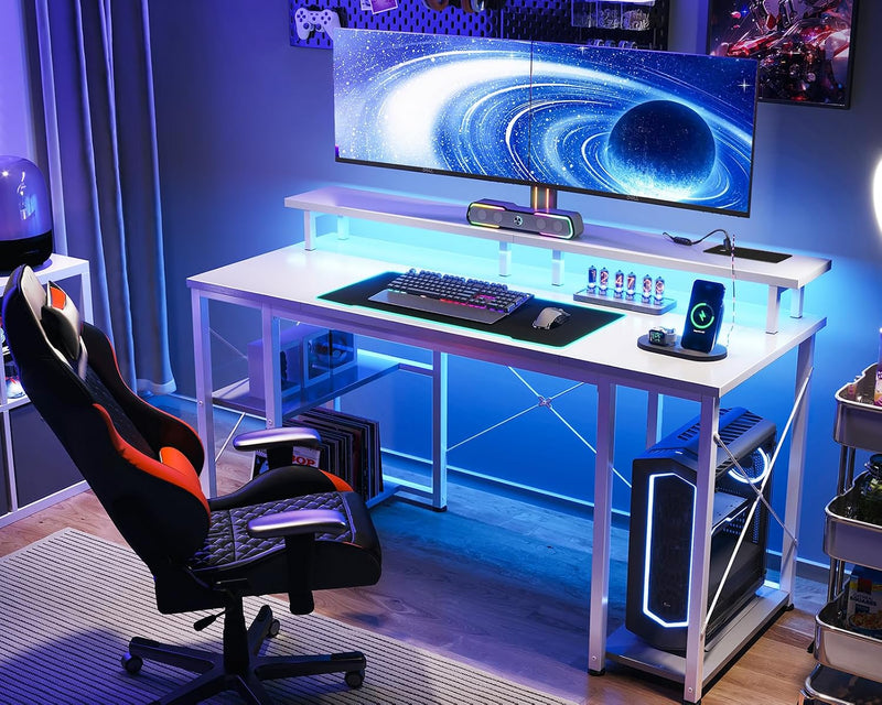 Gaming Desk with LED Lights 120x50CM Carbon