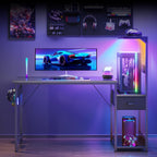Gaming Desk with LED Lights Carbon