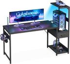 Gaming Desk with LED Lights Carbon