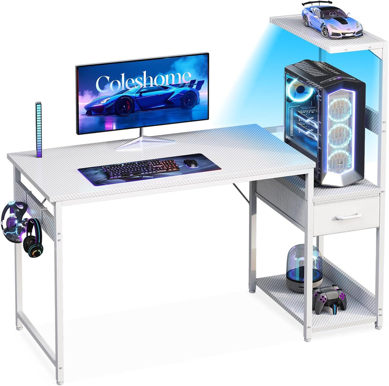 Gaming Desk with LED Lights Carbon