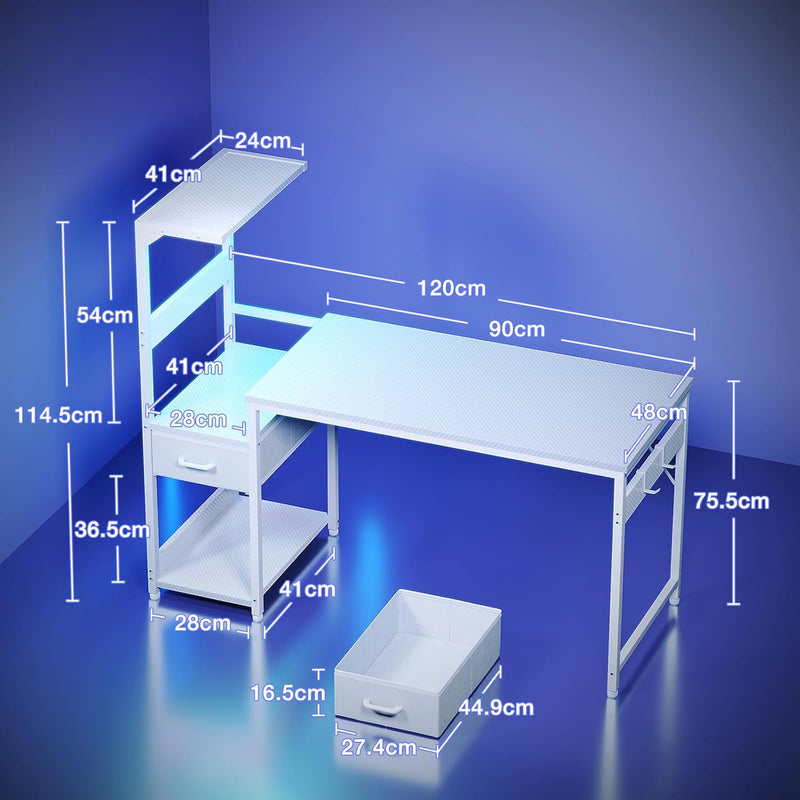 Gaming Desk with LED Lights Carbon