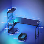 Gaming Desk with LED Lights Carbon