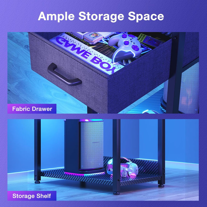 Gaming Desk with LED Lights Carbon