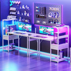 Gaming Desk with LED Lights Carbon