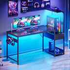 Gaming Desk with LED Lights Carbon