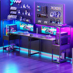 Gaming Desk with LED Lights Carbon