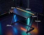 Gaming Desk with LED Lights Power Outlets