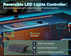 Gaming Desk with LED Lights Power Outlets