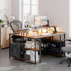 Gaming Desk with LED Lights Power Outlets 120x50CM