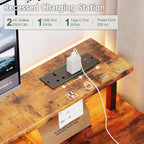 Gaming Desk with LED Lights Power Outlets 120x50CM