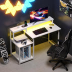 Gaming Desk with LED Lights Power Outlets 120x50CM