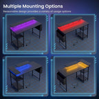 Gaming Desk with LED Lights Power Outlets Reversible