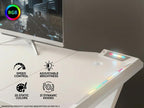 Gaming Desk with Pegboard Power Outlet LED Light