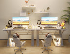 Gaming Desk with Pegboard Power Outlet LED Light