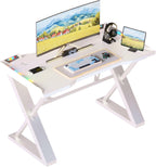 Gaming Desk with Pegboard Power Outlet LED Light