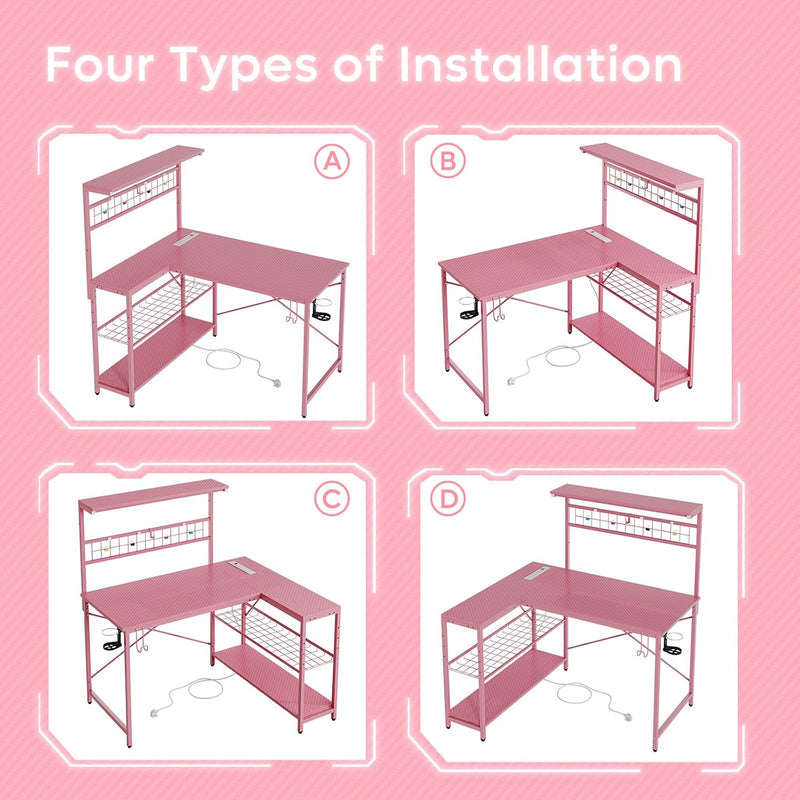 Gaming Desk with Power Outlets LED Workstation 4
