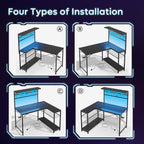 Gaming Desk with Power Outlets LED Workstation 4