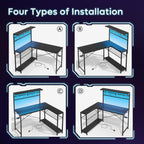 Gaming Desk with Power Outlets LED Workstation 4