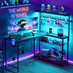 Gaming Desk with Power Outlets LED Workstation 4