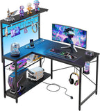 Gaming Desk with Power Outlets LED Workstation 4