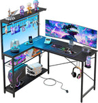 Gaming Desk with Power Outlets LED Workstation 4