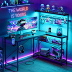 Gaming Desk with Power Outlets LED Workstation 4