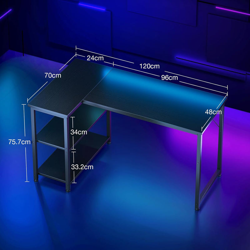 Gaming Desk with Reversible Shelves