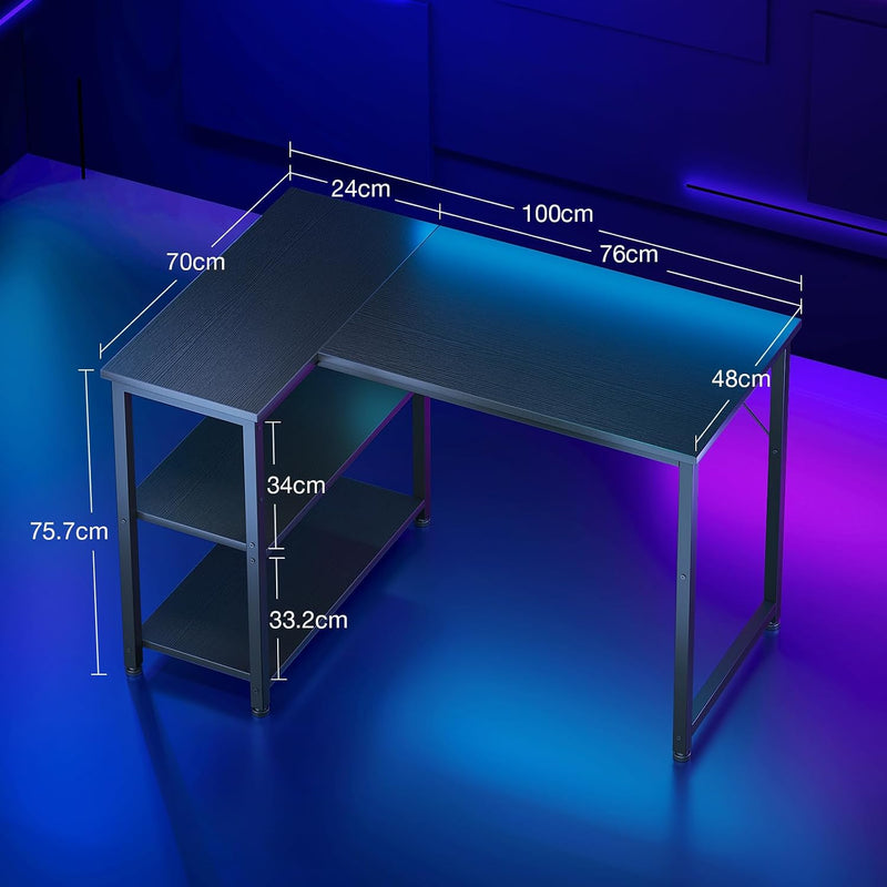 Gaming Desk with Reversible Shelves